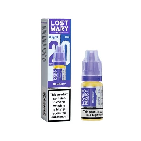 Lost Mary Blueberry nic salt e-liquid 10ml bottle, available in 5mg, 10mg and 20mg strengths