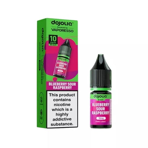 Vaporesso Dojoliq Blueberry Sour Raspberry nic salt e-liquid 10ml bottle, available in 10mg and 20mg, 50/50 VG/PG