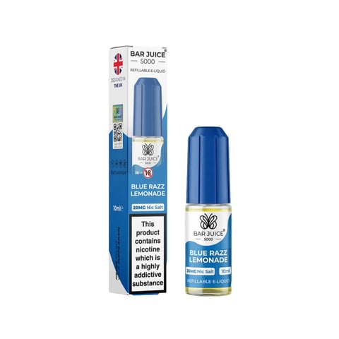 Bar Juice 5000 Blue Razz Lemonade nic salt e-liquid 10ml bottle in 5mg, 10mg and 20mg strengths