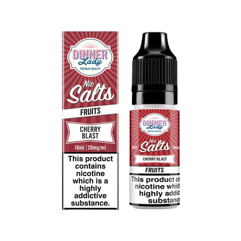 Dinner Lady Cherry Blast nic salt e-liquid 10ml bottle, 50/50 VG/PG, 10mg and 20mg strengths