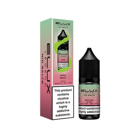 Elux Legend Apple Peach nic salt e-liquid 10ml bottle, 10mg and 20mg strengths