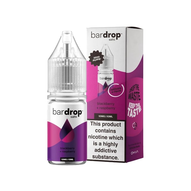 Bar Drop Blackberry Raspberry nic salt e-liquid, 10ml bottle, 5mg 10mg and 20mg strengths