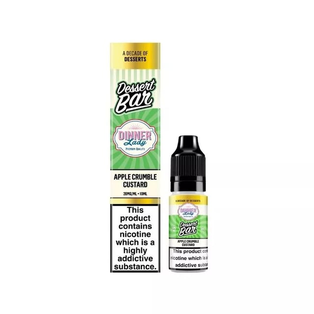 Dinner Lady Dessert Bar Salt Apple Crumble Custard 10ml nic salt bottle, 5mg 10mg 20mg strengths