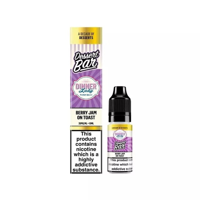 Dinner Lady Dessert Bar Salt Berry Jam On Toast 10ml nic salt e-liquid bottle, 5mg 10mg 20mg strengths