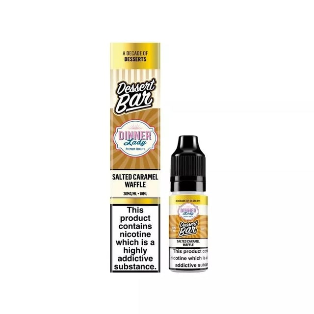 Dinner Lady Dessert Salted Caramel Waffle nic salt 10ml bottle, 50/50 for MTL pod kits, in 5mg 10mg 20mg