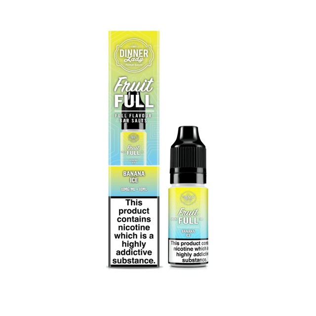 Dinner Lady Fruit Full Banana Ice nic salt e-liquid, 10ml bottle, 50/50 VG/PG, available in 10mg and 20mg