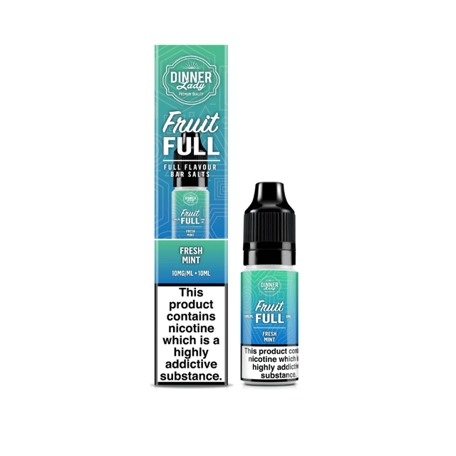 Dinner Lady Fruit Full Fresh Mint nic salt e-liquid, 10ml bottle, 50/50 blend in 10mg and 20mg strengths