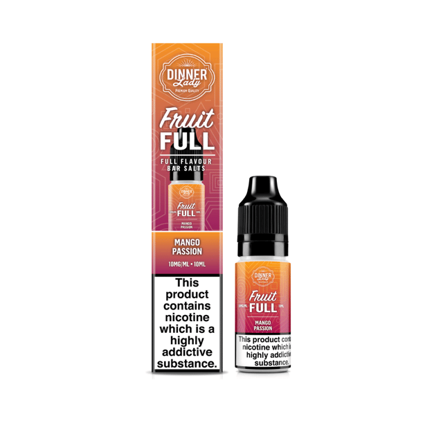 Dinner Lady Fruit Full Mango Passion nic salt e-liquid, 10ml bottle, available in 10mg and 20mg strengths