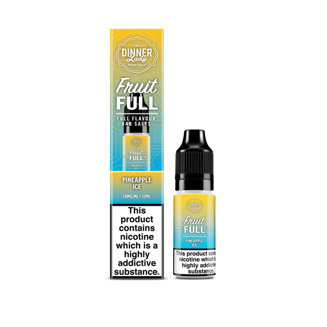 Dinner Lady Fruit Full Pineapple Ice nic salt 10ml bottle, available in 10mg and 20mg strengths