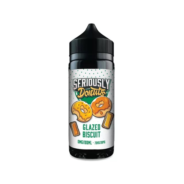 Doozy Seriously Donuts Glazed Biscuit 100ml shortfill bottle, nicotine free e-liquid, 120ml bottle size