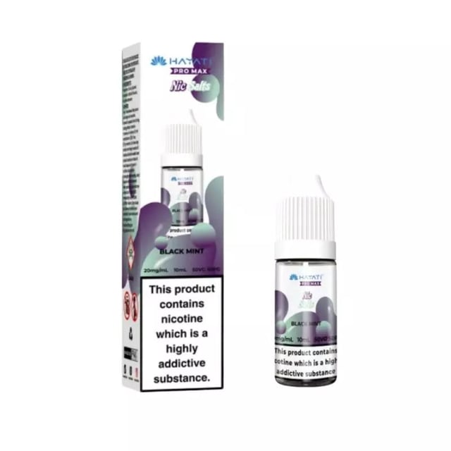 Hayati Pro Max Black Mint nic salt e-liquid, 10ml bottle, 50/50 VG/PG, 10mg and 20mg strengths