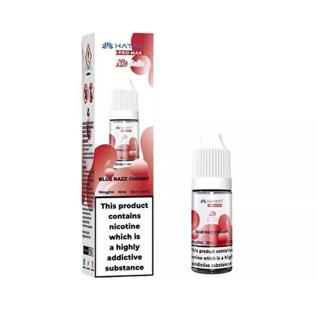 Hayati Pro Max Blue Razz Cherry nic salt e-liquid, 10ml bottle, 10mg and 20mg strengths