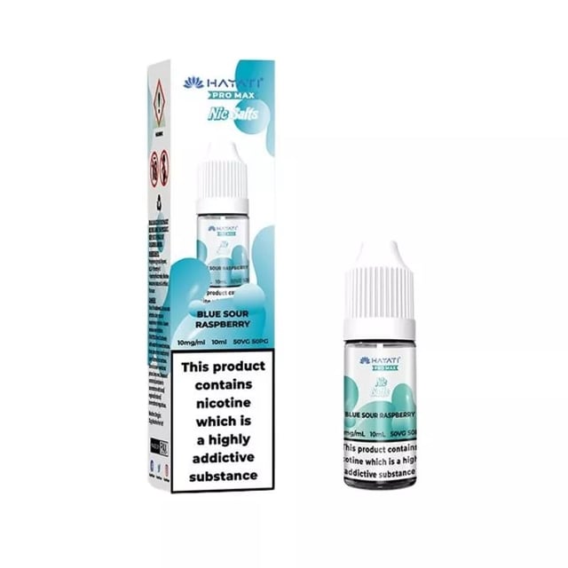 Hayati Pro Max Blue Sour Raspberry nic salt 10ml e-liquid bottle, 10mg and 20mg strengths