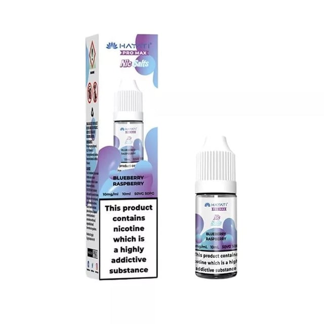 Hayati Pro Max Blueberry Raspberry nic salt e-liquid, 10ml bottle, available in 10mg and 20mg strengths