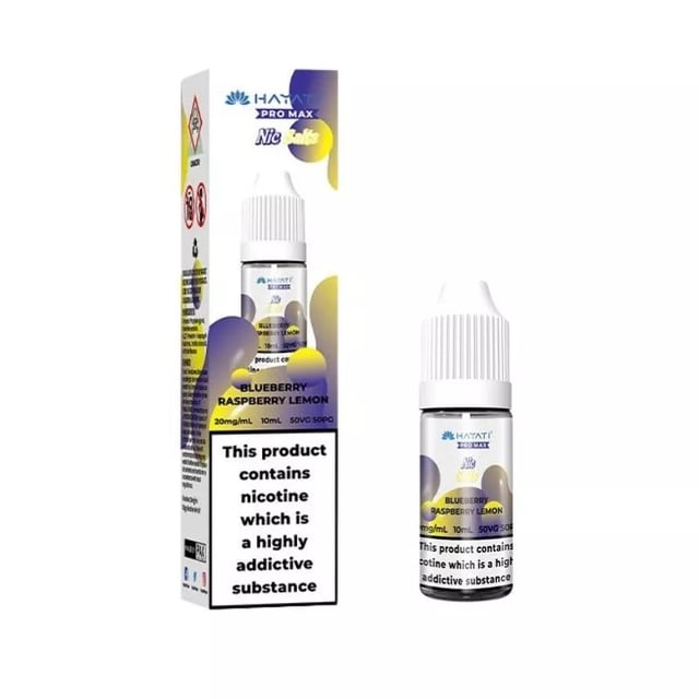Hayati Pro Max Blueberry Raspberry Lemon nic salt 10ml bottle, available in 10mg and 20mg strengths