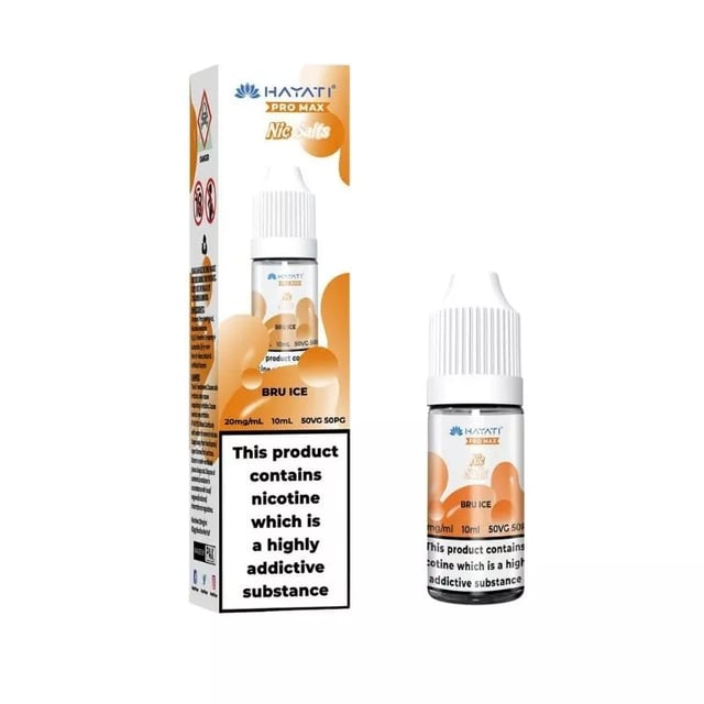 Hayati Pro Max Bru Ice nic salt e-liquid, 10ml bottle, 10mg and 20mg strengths