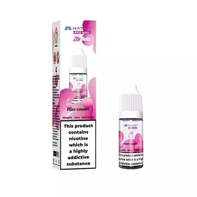 Hayati Pro Max Fizzy Cherry nic salt e-liquid, 10ml bottle, 10mg and 20mg strengths