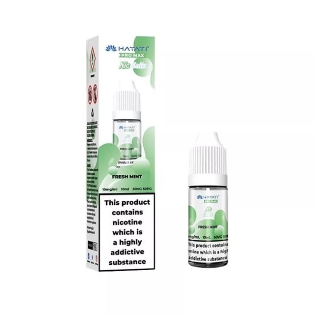 Hayati Pro Max Fresh Mint nic salt e-liquid, 10ml bottle, 10mg and 20mg strengths, 50/50 VG/PG