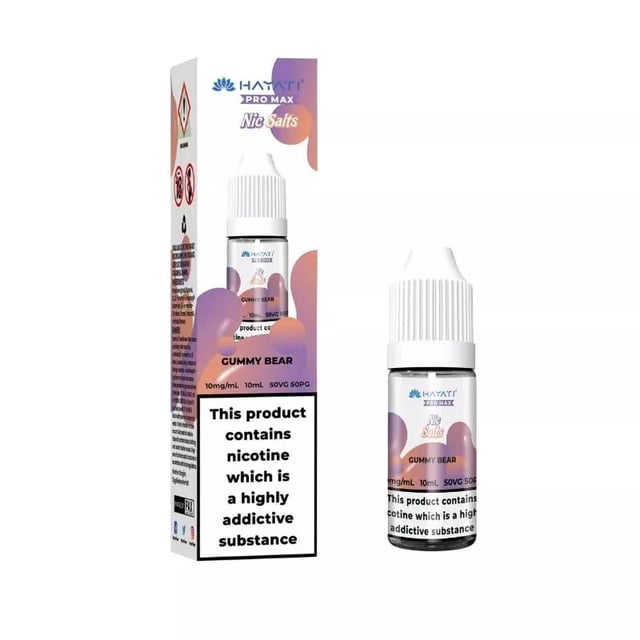 Hayati Pro Max Gummy Bear nic salt e-liquid, 10ml bottle, 10mg and 20mg strengths