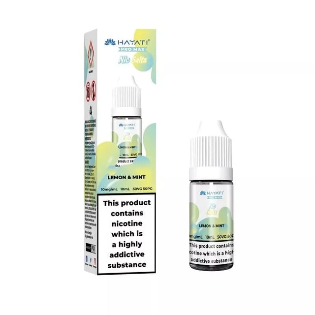 Hayati Pro Max Lemon & Mint nic salt e-liquid, 10ml bottle, 10mg and 20mg strengths