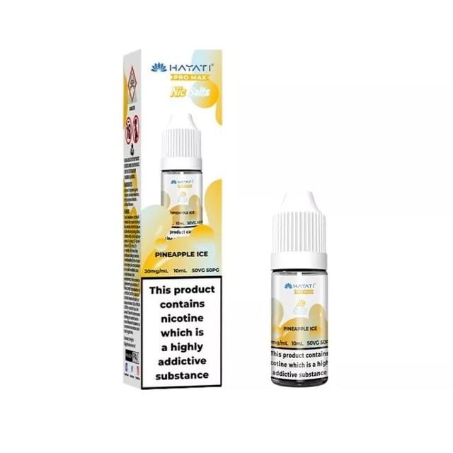 Hayati Pro Max Pineapple Ice nic salt e-liquid, 10ml bottle, 10mg and 20mg strengths