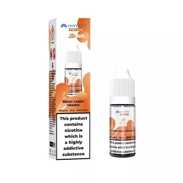 Hayati Pro Max Rocky Candy Orange nic salt e-liquid, 10ml bottle, 10mg and 20mg strengths