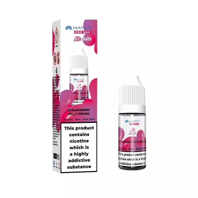 Hayati Pro Max Strawberry Jelly Beans nic salt e-liquid, 10ml bottle, 10mg and 20mg strengths