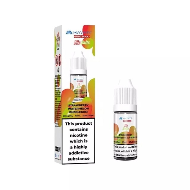 Hayati Pro Max Strawberry Watermelon Bubblegum nic salt e-liquid, 10ml bottle, 10mg and 20mg strengths