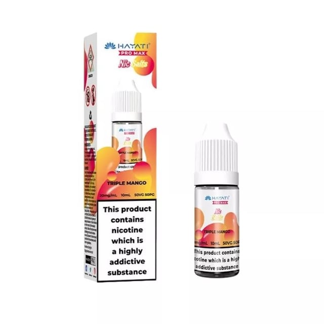 Hayati Pro Max Triple Mango nic salt e-liquid, 10ml bottle, 10mg and 20mg strengths