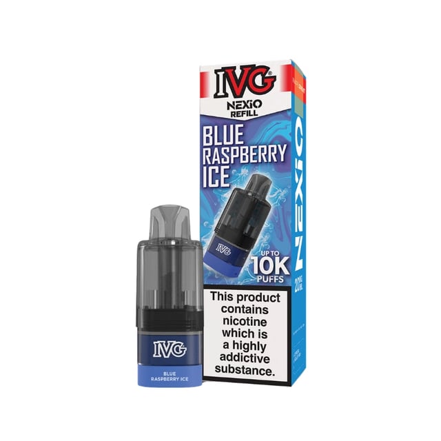 IVG Nexio Refill Pods prefilled pod kit showing the 2ml pod and matched 8ml refill container