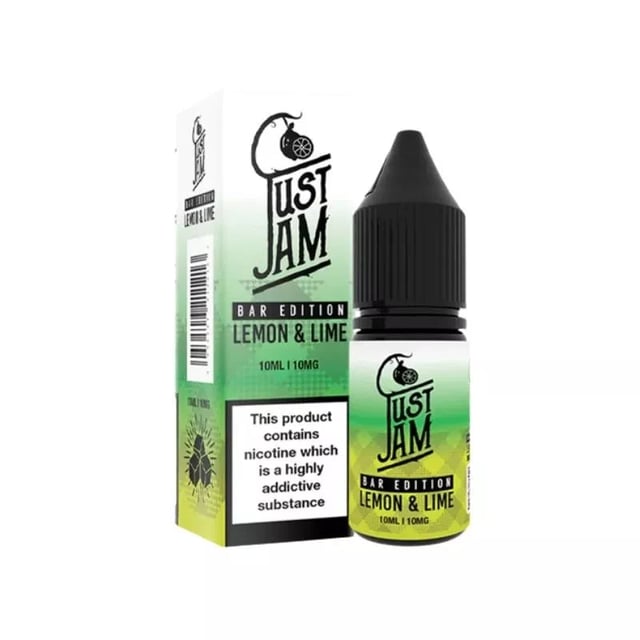 Just Jam Bar Edition Lemon & Lime nic salt e-liquid, 10ml bottle, 5mg 10mg 20mg, 50/50 VG/PG