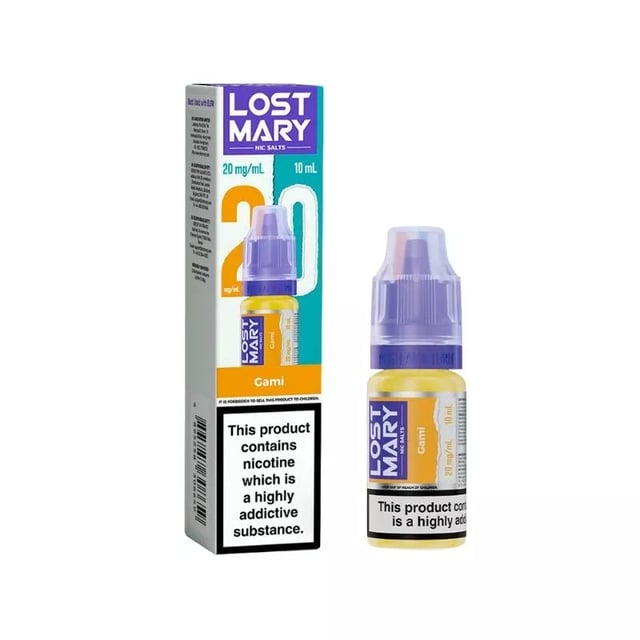 Lost Mary Gami Nic Salt e-liquid, 10ml bottle, sweet candy fruit flavour, available in 5mg, 10mg and 20mg