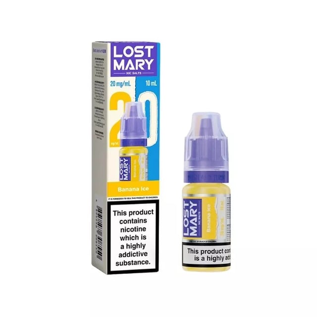 Lost Mary Banana Ice nic salt e-liquid, 10ml bottle, available in 5mg, 10mg and 20mg strengths