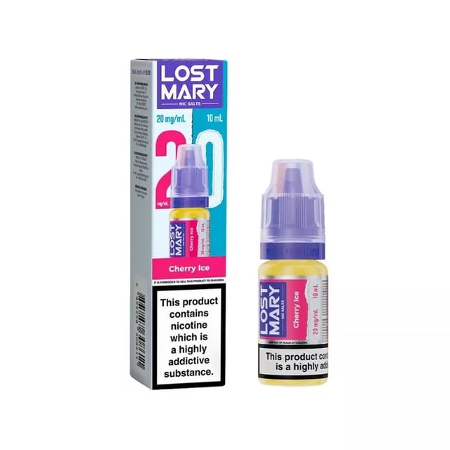 Lost Mary Cherry Ice nic salt e-liquid, 10ml bottle, available in 5mg, 10mg and 20mg strengths