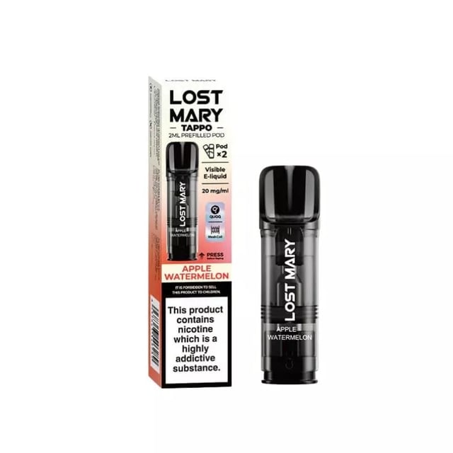Lost Mary Tappo Prefilled Pods pack, a 2ml prefilled pod kit for the Lost Mary Tappo and Tappo Pro device
