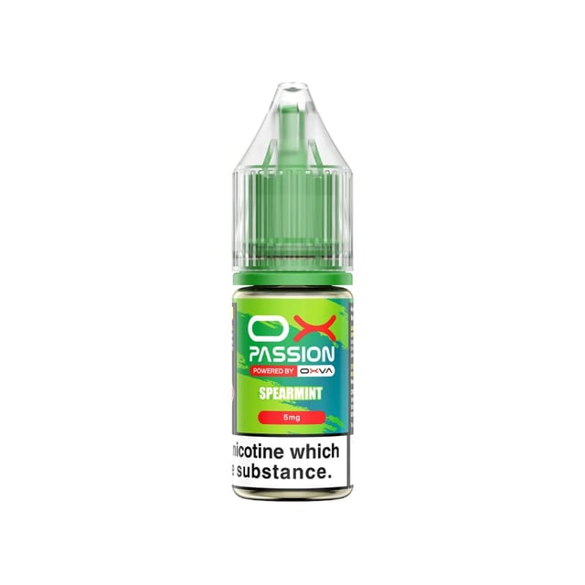 OX Passion Spearmint nic salt e-liquid, 10ml bottle, 50/50 VG/PG, 5mg 10mg 20mg strengths