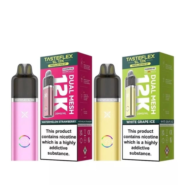 OXVA Tasteflex SL 12K prefilled pod vape kit with OLED display, adjustable airflow and Type-C charging port
