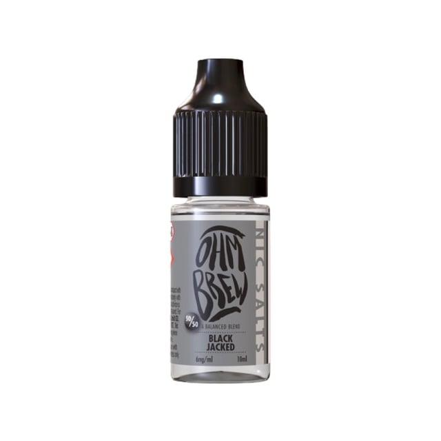 Ohm Brew Balanced Blends Black Jacked 10ml nic salt e-liquid bottle, 3mg 6mg 12mg 18mg strengths