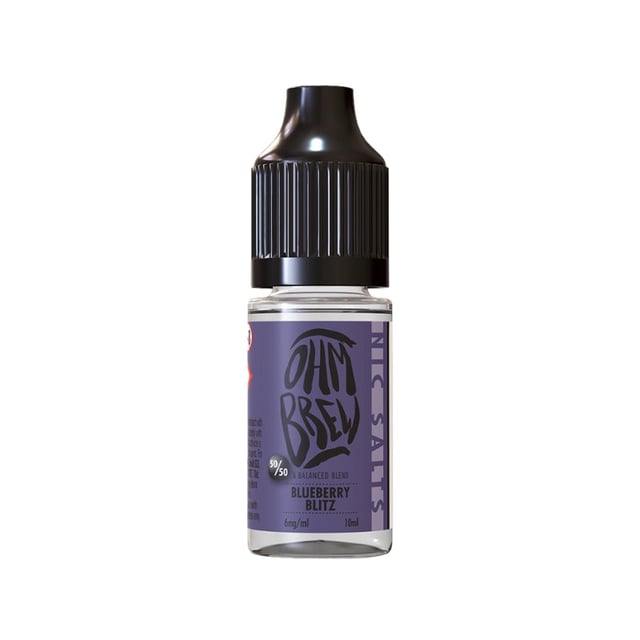Ohm Brew Balanced Blends Blueberry Blitz nic salt e-liquid 10ml bottle, 3mg 6mg 12mg 18mg strengths