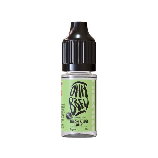 Ohm Brew Balanced Blends Lemon & Lime Lolly nic salt e-liquid, 10ml bottle, 3mg 6mg 12mg 18mg strengths