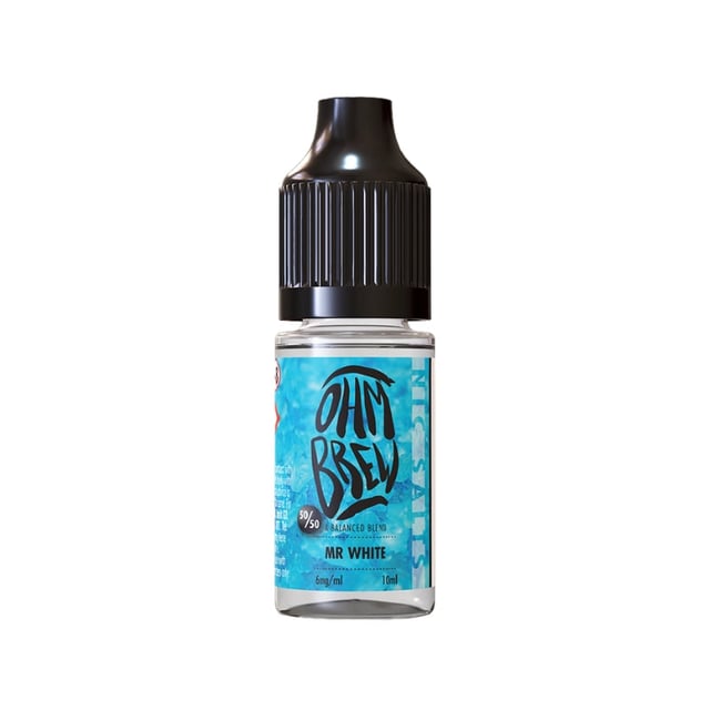 Ohm Brew Balanced Blends Mr White 10ml nic salt e-liquid bottle, aniseed and menthol flavour, 3mg to 18mg