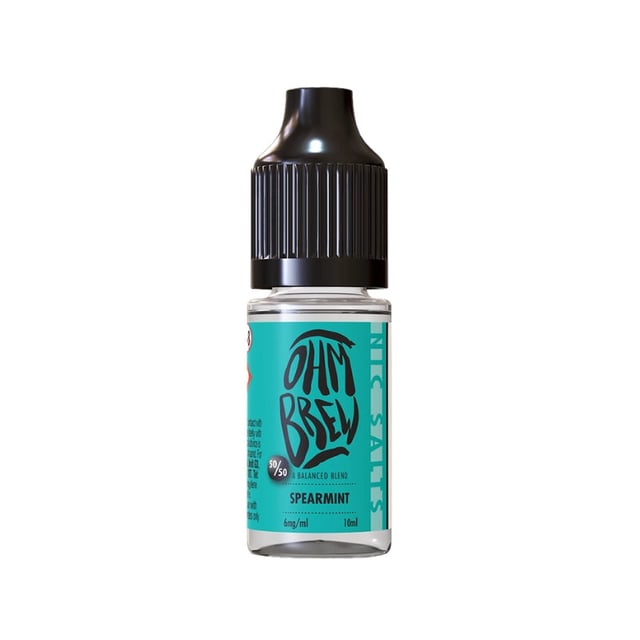 Ohm Brew Balanced Blends Spearmint 10ml nic salt e-liquid, available in 3mg, 6mg, 12mg and 18mg strengths