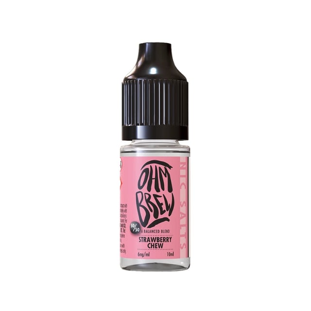 Ohm Brew Balanced Blends Strawberry Chew 10ml nic salt e-liquid bottle, 3mg 6mg 12mg 18mg strengths
