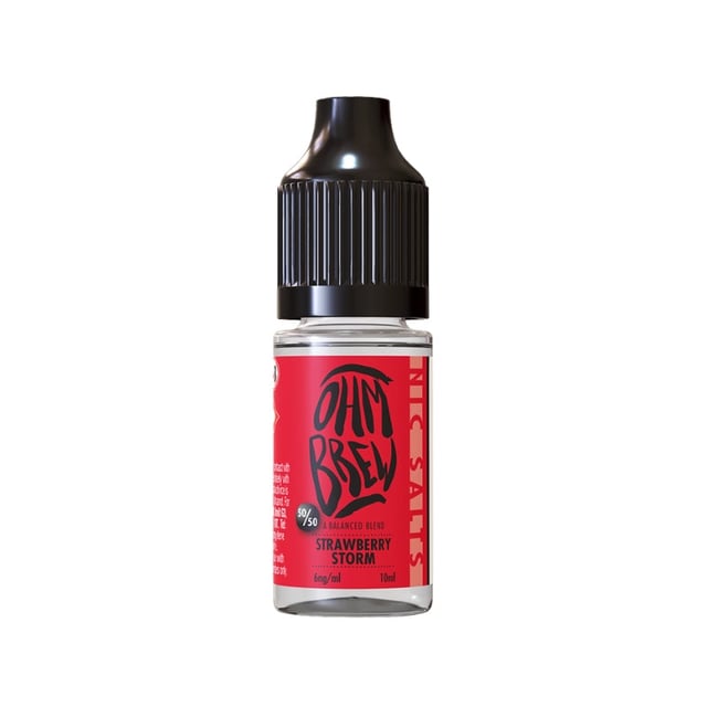 Ohm Brew Balanced Blends Strawberry Storm 10ml nic salt e-liquid bottle, 3mg 6mg 12mg 18mg strengths