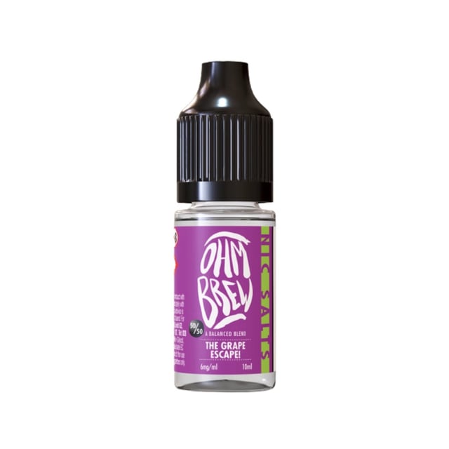 Ohm Brew Balanced Blends The Grape Escape nic salt e-liquid, 10ml bottle, 3mg 6mg 12mg 18mg strengths