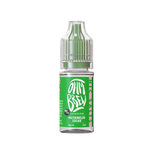 Ohm Brew Balanced Blends Watermelon Sugar 10ml nic salt e-liquid bottle, 3mg 6mg 12mg 18mg strengths