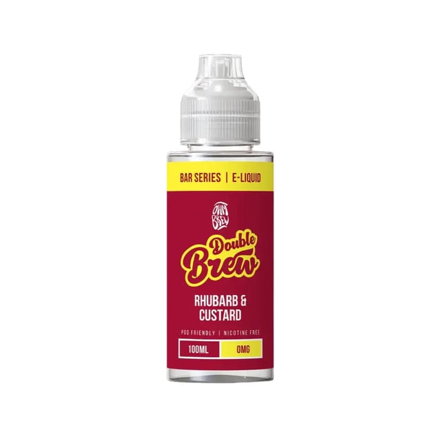 Ohm Brew Rhubarb & Custard 100ml nicotine free shortfill e-liquid bottle, Double Brew range