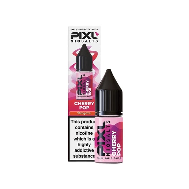 PIXL Cherry Pop nic salt e-liquid, 10ml bottle, 50/50 VG/PG, available in 5mg 10mg 20mg strengths