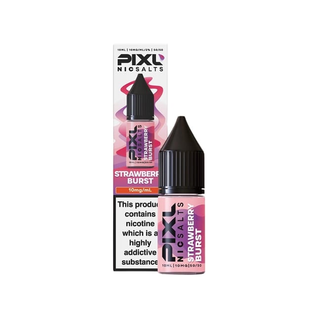 PIXL Strawberry Burst nic salt e-liquid, 10ml bottle, 10mg and 20mg strengths, 50/50 VG/PG