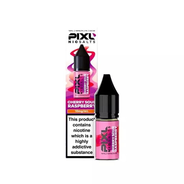 PIXL Cherry Sour Raspberry Nic Salt e-liquid, 10ml bottle, available in 5mg, 10mg and 20mg strengths